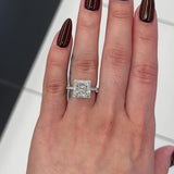 3 Ctw Princess-Cut Halo Engagement Ring in 18K Gold