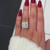 8 Ctw Princess-Cut Halo Engagement Ring in 18K Gold
