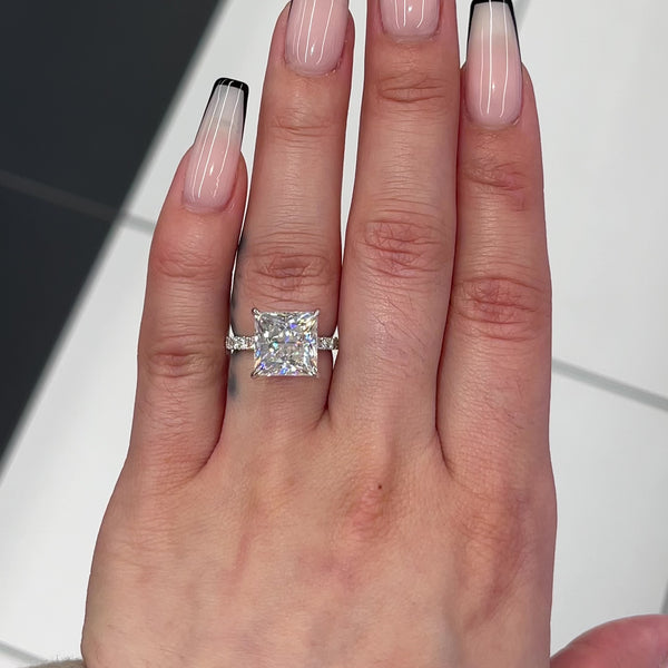 5 Carat Emerald Cut Diamond Engagement Ring in Platinum - Filigree Jewelers