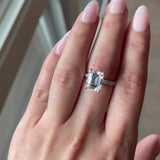 3.5 Ctw Solitaire Emerald-Cut Engagement Ring in 18K Gold