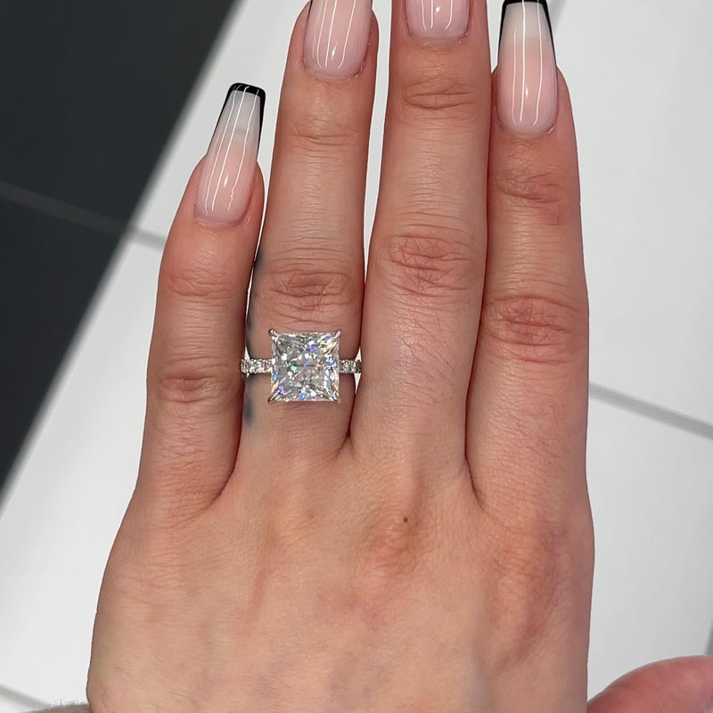 Three Stone Radiant Cut Diamond Engagement Ring | Miss Diamond Ring