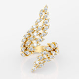 Diamond Marquise Feather Ring in 18K Gold