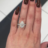 3 Ctw Pear-Cut Halo Engagement Ring in 18K Gold