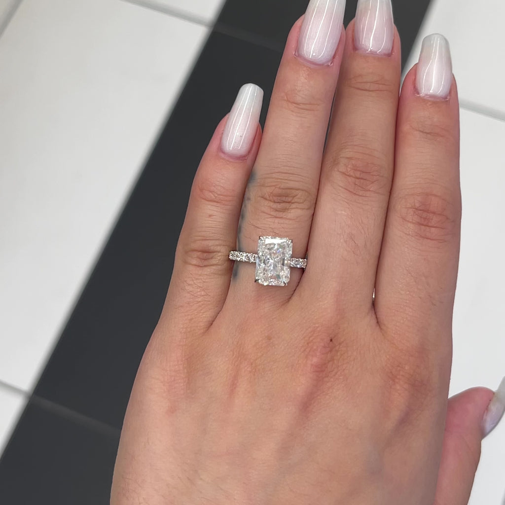 Platinum 1Ct Lab Grown Diamond Three Stone Engagement Ring