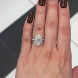 3 Ctw Marquise-Cut Halo Engagement Ring in 18K Gold
