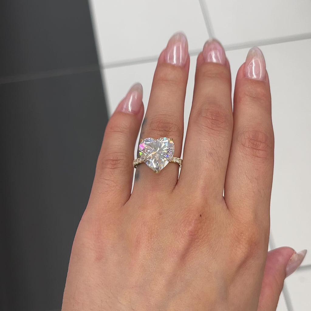Halo Heart Diamond Engagement Ring 18K White Gold - Joella | Angelic  Diamonds